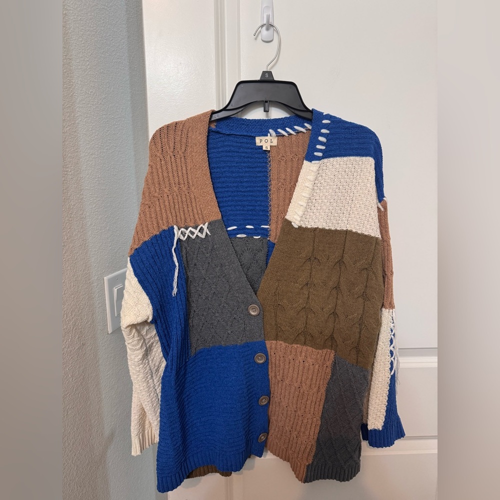 POL Colorblock Patchwork Cardigan - Picture 6 of 7